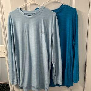 Greg Norman Men's Long Sleeve Shirts - Light Blue and Blue